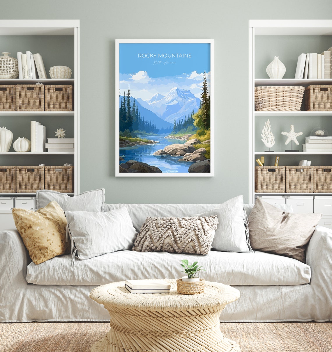 Rocky Mountains Snow Peaks Alpine Lake Travel Poster Wall Decor - Image 4