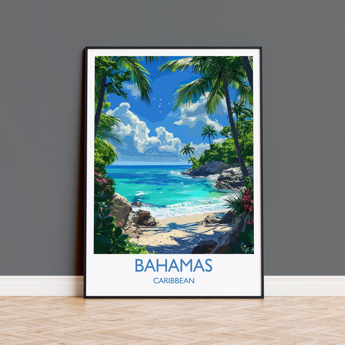 Bahamas Travel Print Travel Poster Of Bahamas Caribbean Bahamas Art Lovers Gift Caribbean Gift Wall Art Print