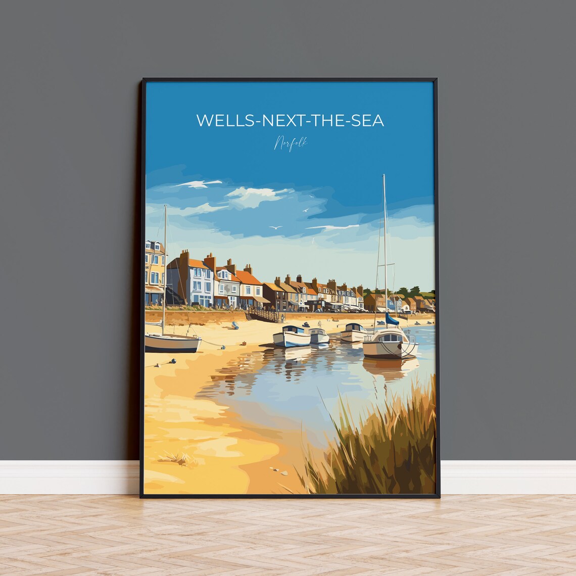 Wells Next The Sea Norfolk Harbor Boats Travel Poster Wall Decor