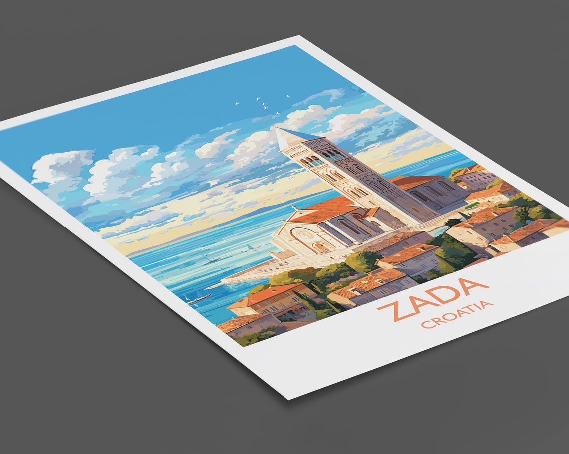 Zada Croatia Cathedral Tower Adriatic Sea Old Town View Poster - Image 2