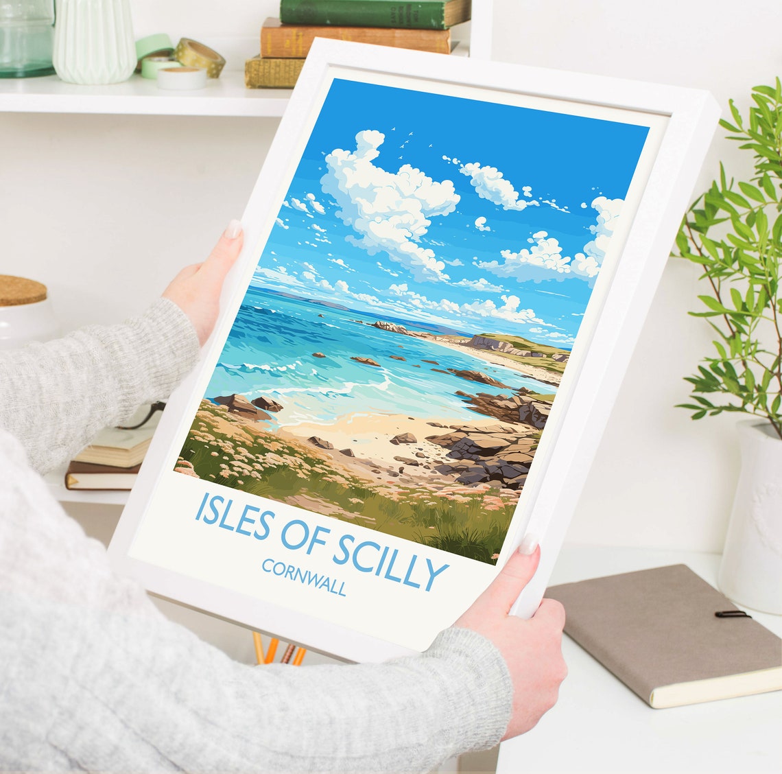 Isles Of Scilly Travel Print Travel Poster Of Isles Of Scilly England Cornwall Art Isles Of Scilly Art Lovers Gift Wall Art Print - Image 5