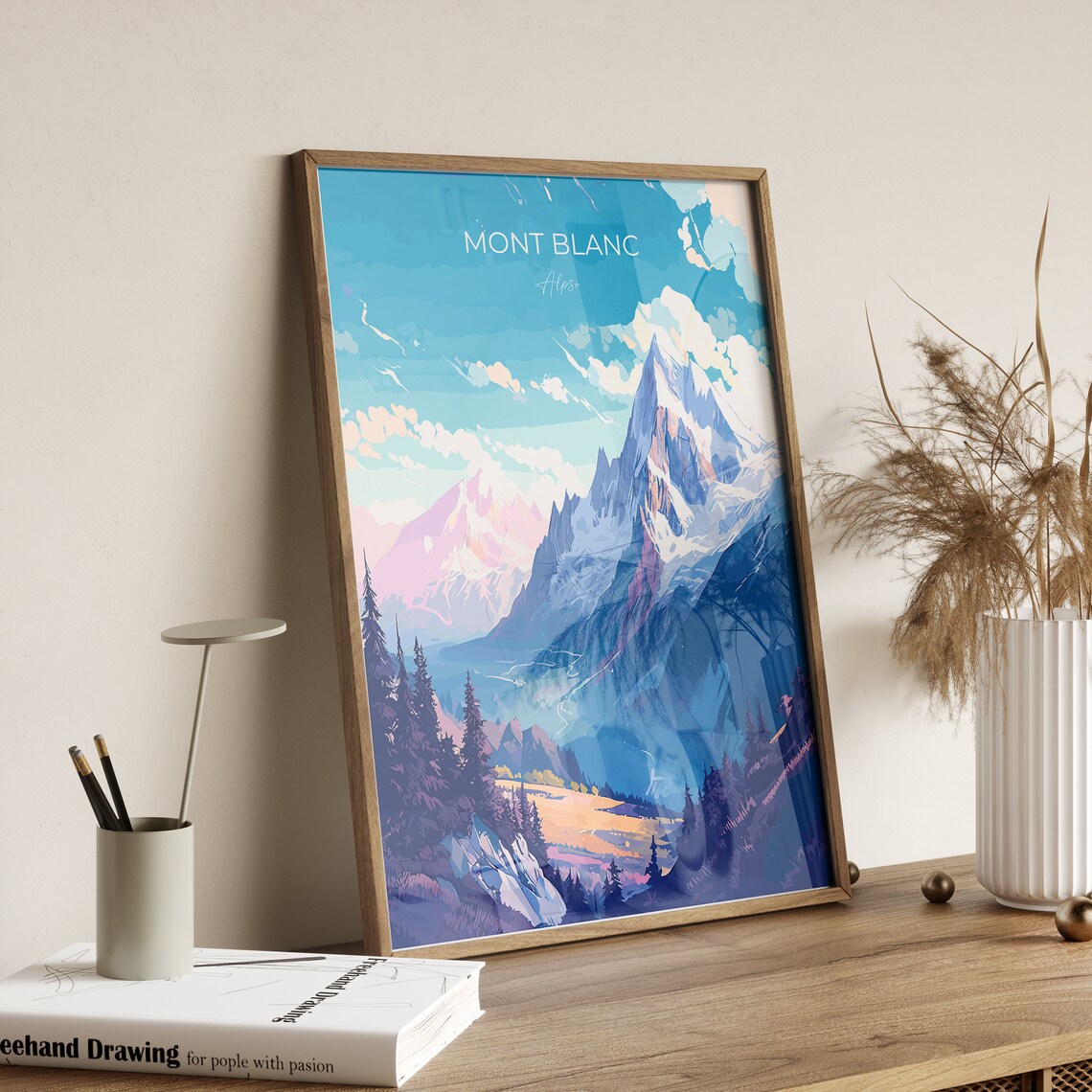 Mont Blanc Alps Snow Capped Peaks Alpine Scene Travel Poster - Image 2
