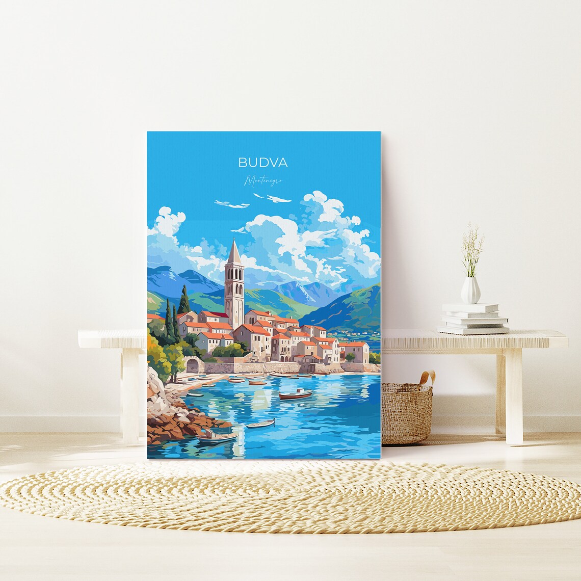 Budva Old Town Stone Bell Tower Montenegro Adriatic Coast Poster - Image 3