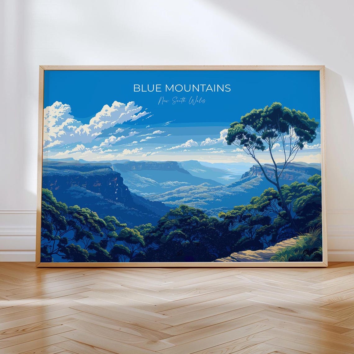 Blue Mountains New South Wales Panoramic Valley Vista Travel Poster