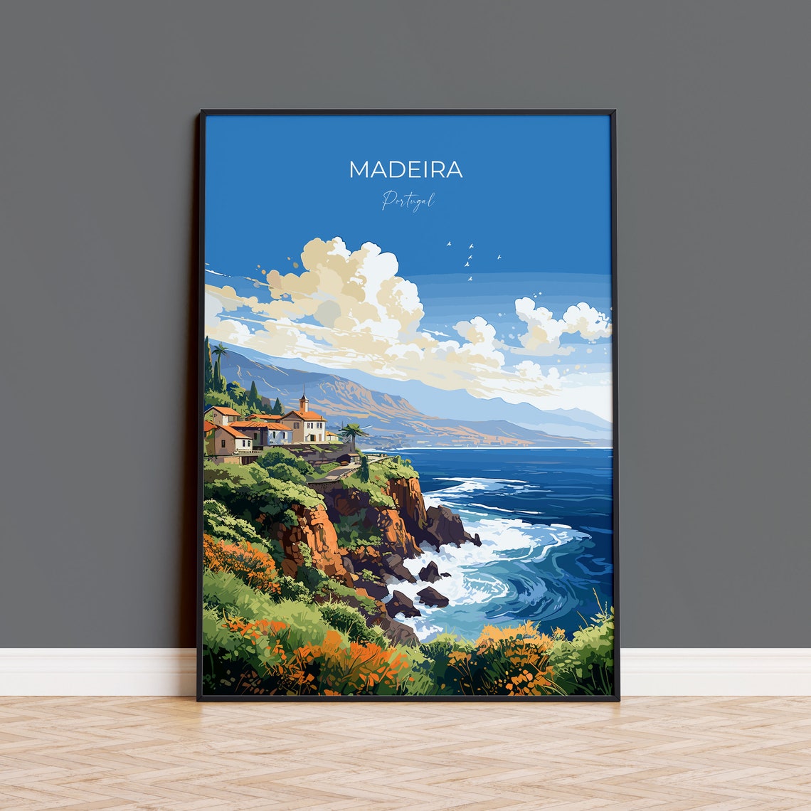 Madeira Travel Poster Wall Art Travel Print Of Madeira Madeira Art Print Portugal Wall Print Madeira Art Lovers Gift