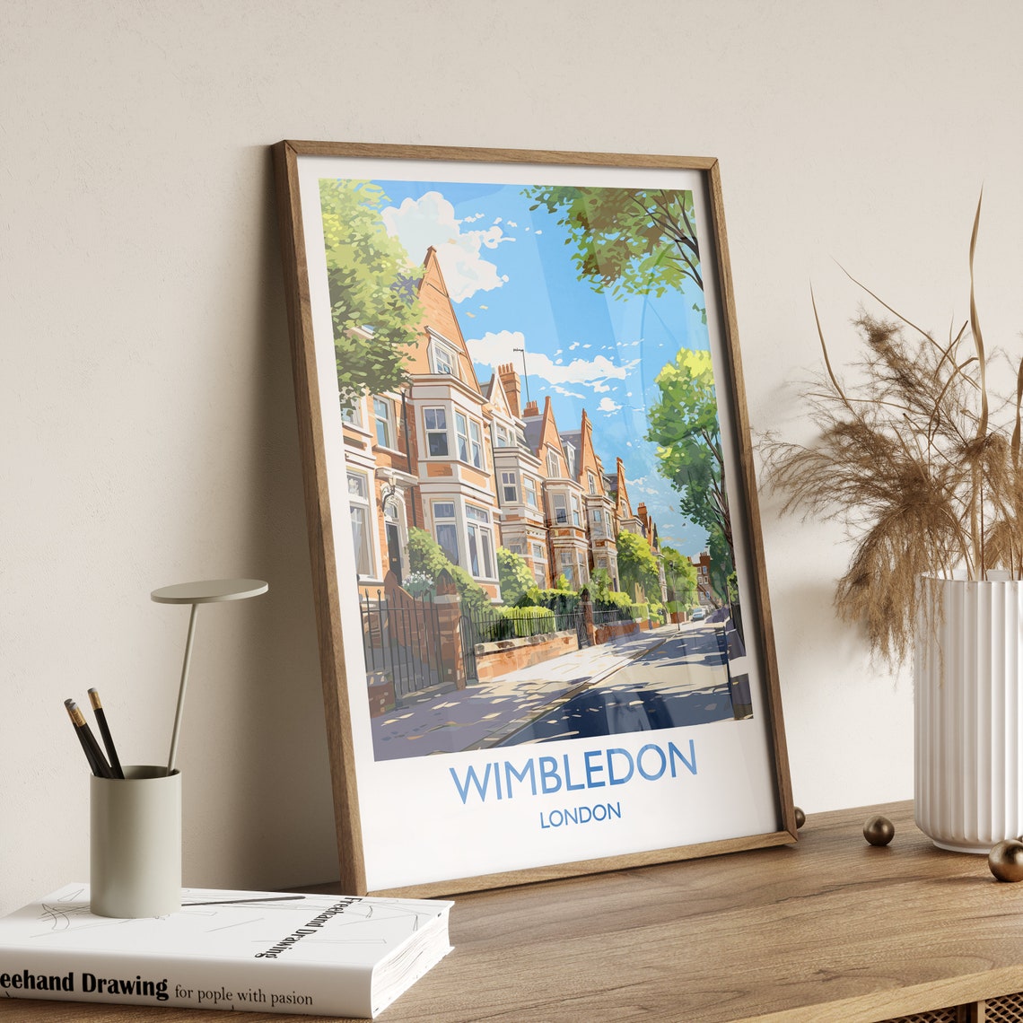 Wimbledon Travel Poster Travel Print Of Wimbledon London Poster Wimbledon Gift Wimbledon Art London Art Uk Travel Gift - Image 3