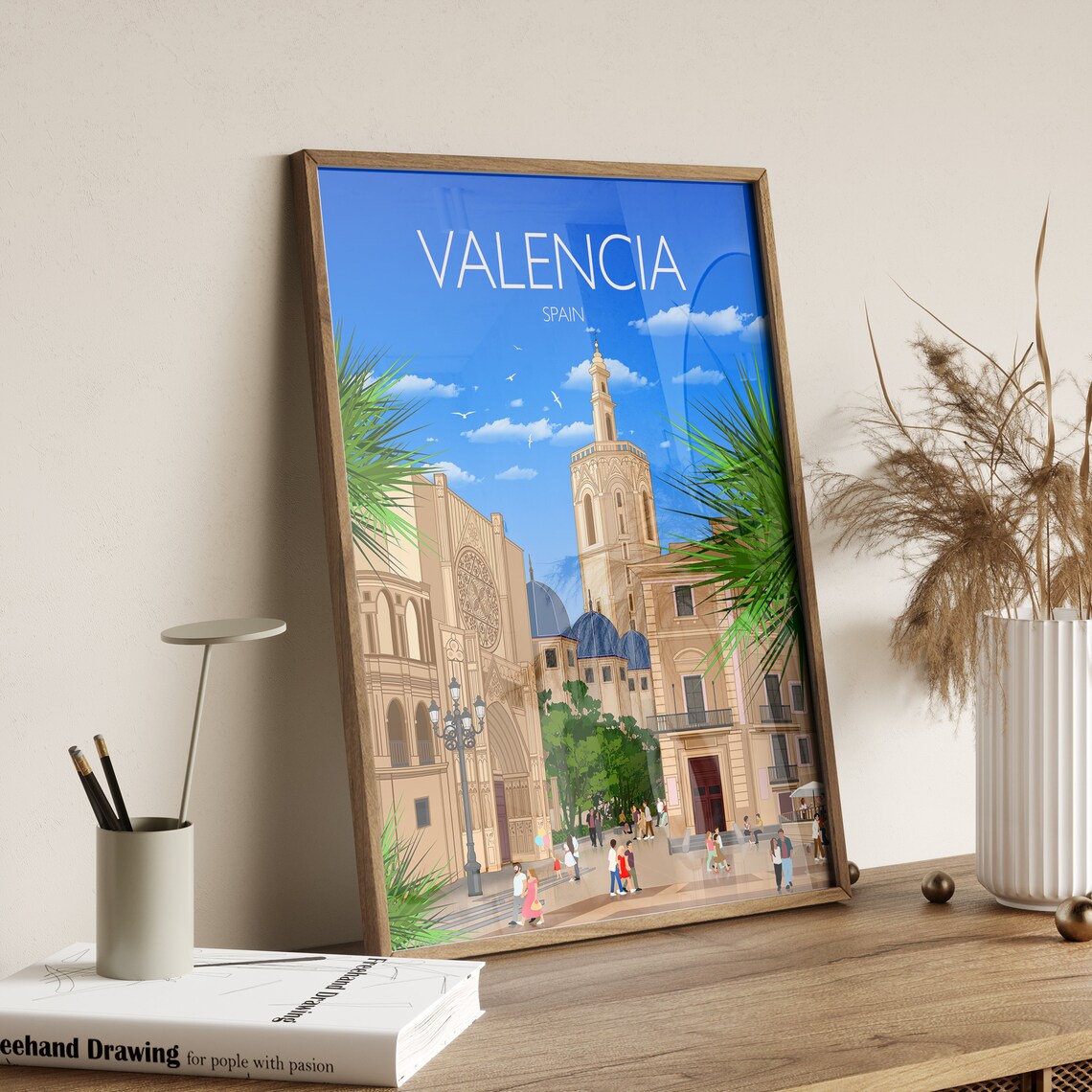 Valencia Travel Poster, Spain Cityscape Art Print - Image 2