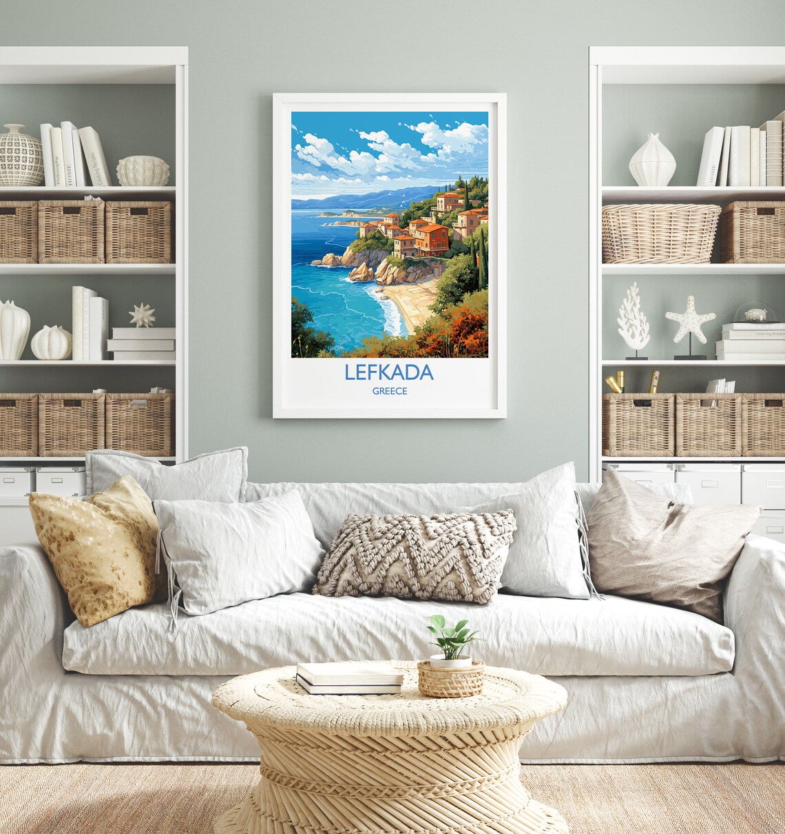 Lefkada Travel Poster, Greek Islands Art Print - Image 4
