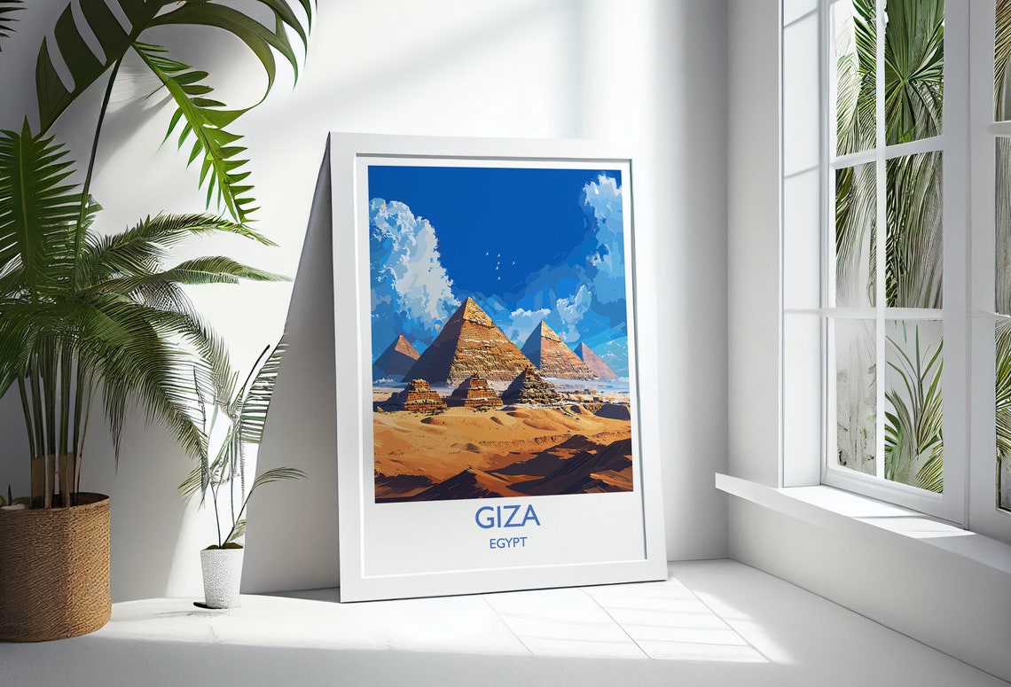 Giza Egypt Pyramids Desert Landscape Vintage Style Travel Poster - Image 3