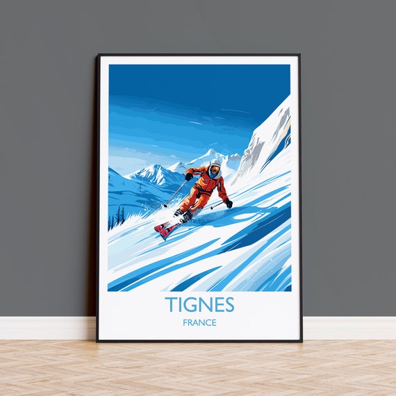 Tignes Wall Art Travel Poster Travel Print Of Tignes Ski Poster Tignes Art Gift France Ski Art Travel Gift