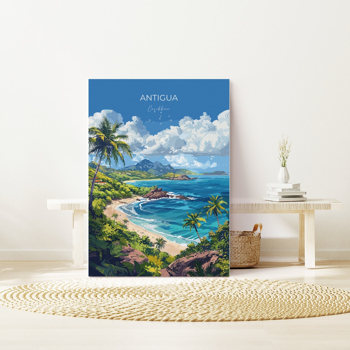 Antigua Travel Print Wall Art Travel Poster Of Antigua Caribbean Antigua Art Lovers Gift Caribbean Gift Wall Art Print - Image 2