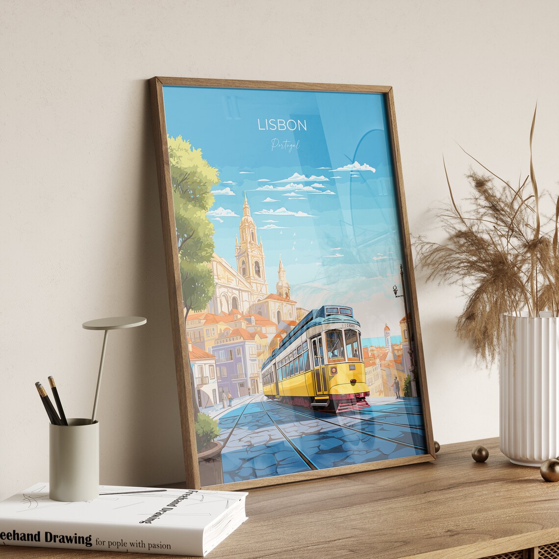 Lisbon Tram Hilltop Street Lisbon Portugal City Scene Poster - Image 2