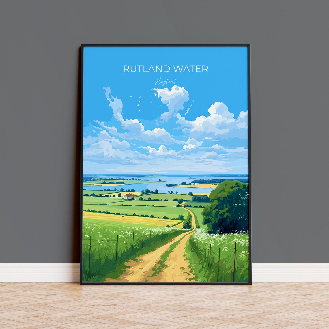 Rutland Water Poster Travel Print Of Rutland Water Rutland Water Reservoir Rutland Water Art Gift Wall Art Print