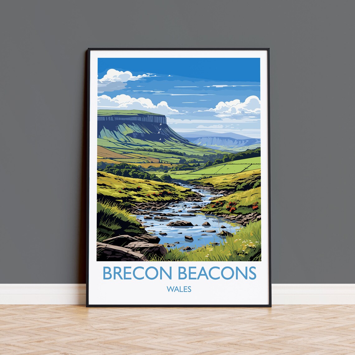 Brecon Beacons Travel Poster, Wales Art Print