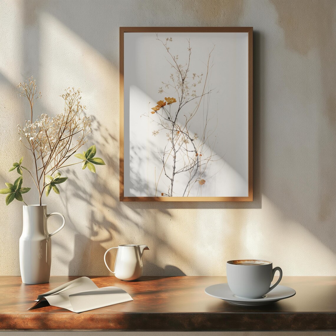 Minimalist Botanical Flower and Branch Art Print - Image 4