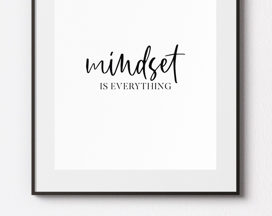Mindset Is Everything Quote Print Script Minimalist Motivational Wall Decor