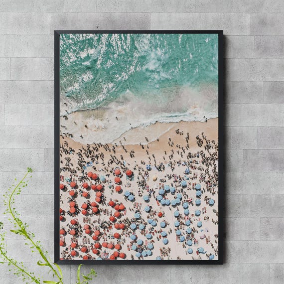 Rio De Janeiro Beach Wall Art Aerial Photography Print With Umbrellas
