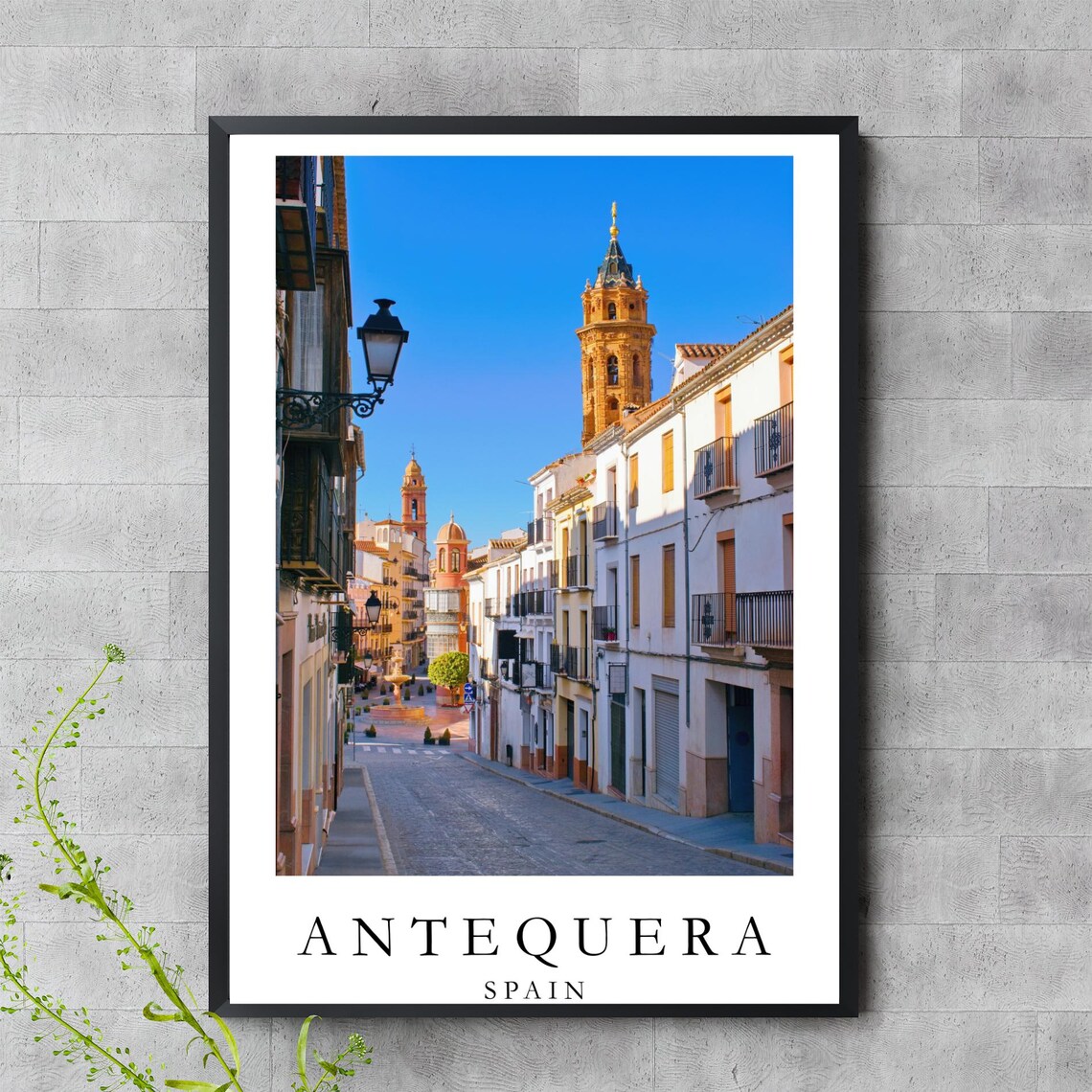 Antequera Spain Historic Old Town Street Church Tower Photo Poster