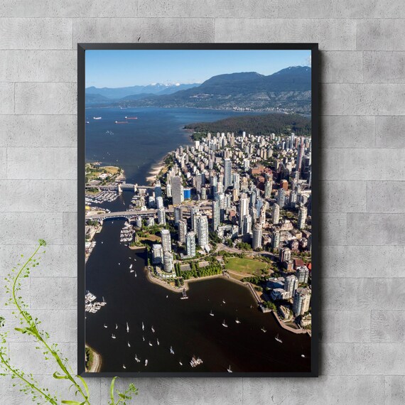 Vancouver Cityscape Wall Art Aerial Skyline Canada Urban Landscape Poster Coastal City Print