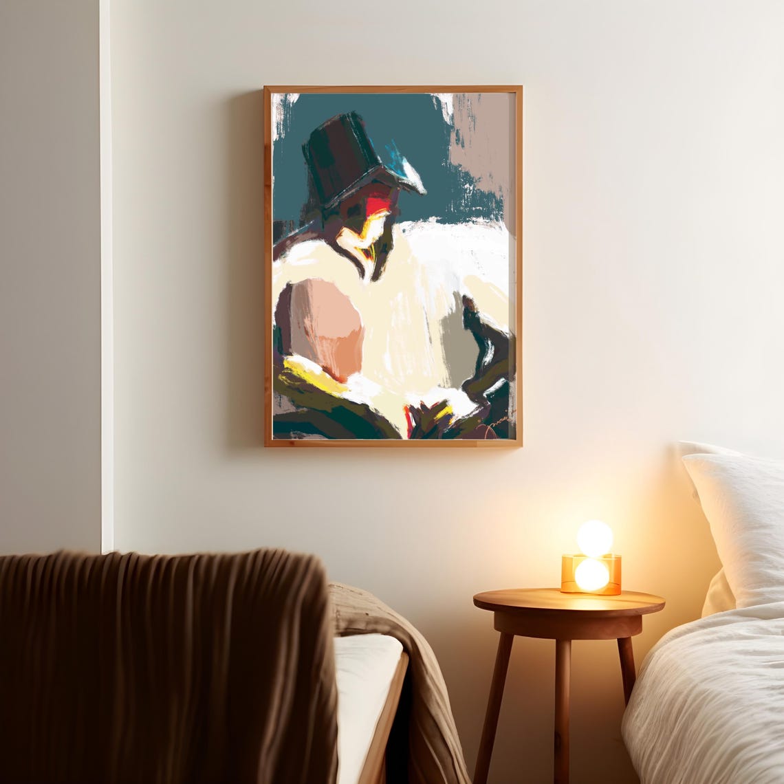 Man Sleeping With Book On Face Semi Abstract Painterly Art Poster - Image 2