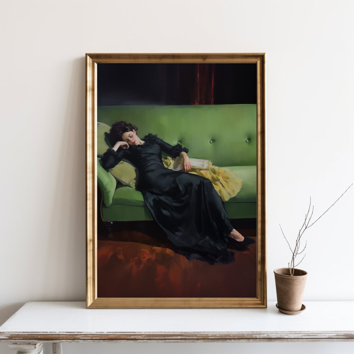 Young Woman Portrait, Vintage Moody Wall Art