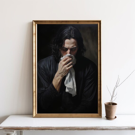 Brooding Man Classical Dark Portrait Funny Bathroom Art Poster