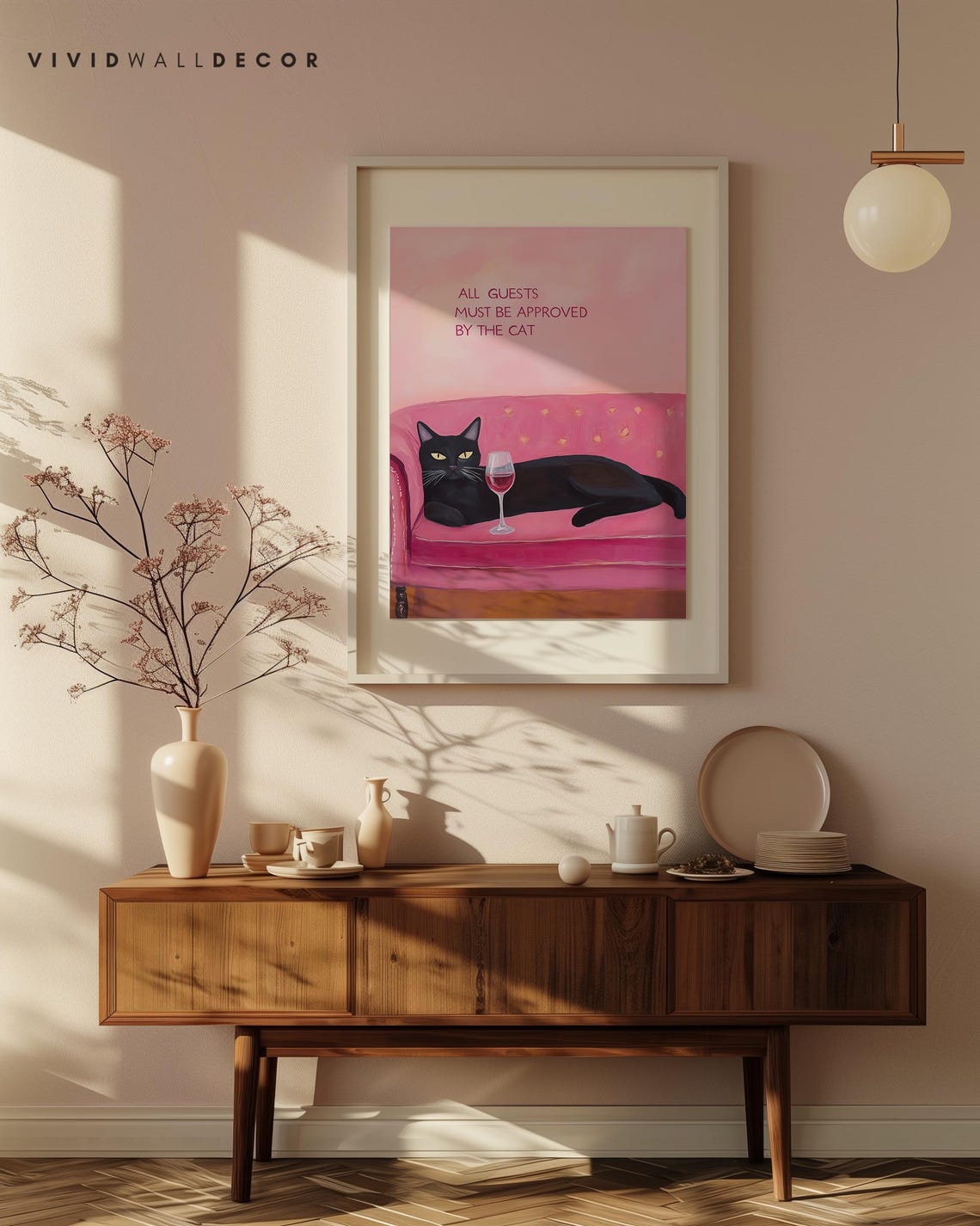 All Guests Must Be Approved by the Cat Funny Pink Couch Poster - Image 4
