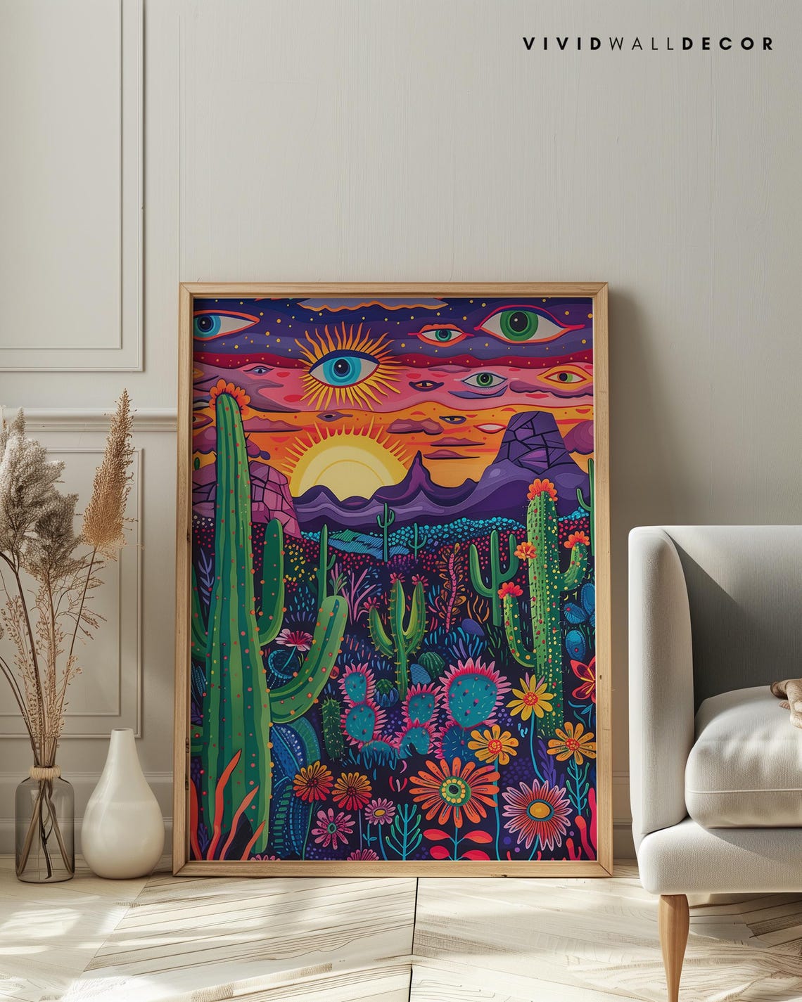 Surreal Desert Sunset Cactus Psychedelic Dreamscape Wall Poster - Image 4