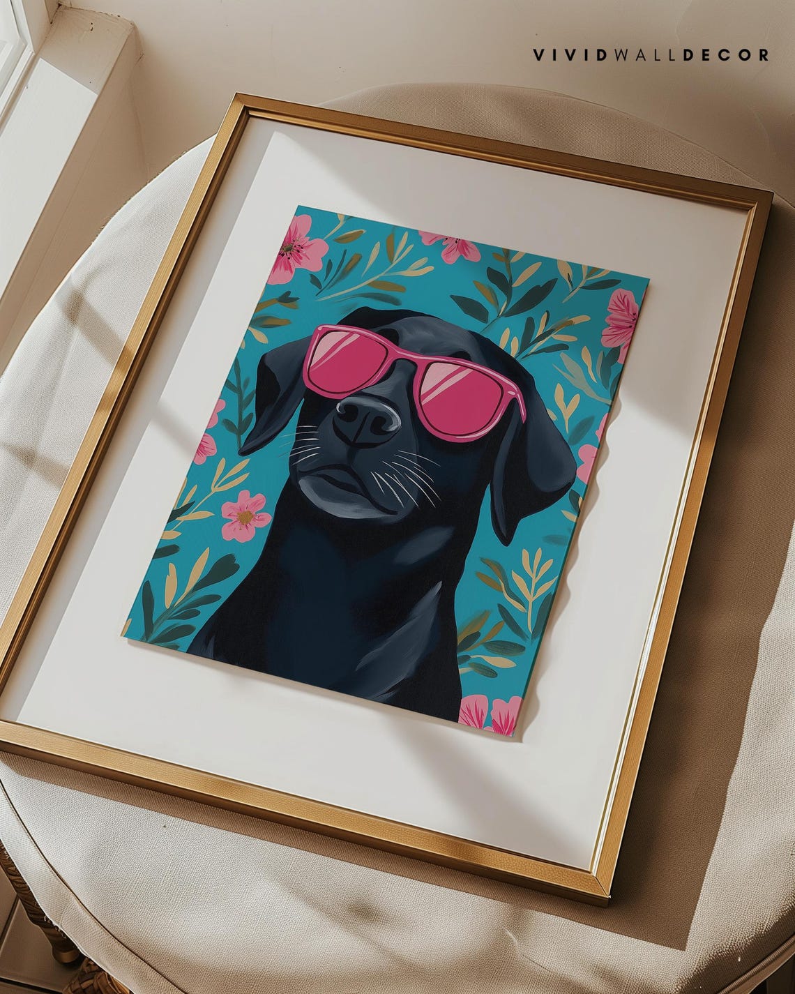 Black Labrador In Pink Sunglasses Cool Fun Dog Portrait Poster - Image 3