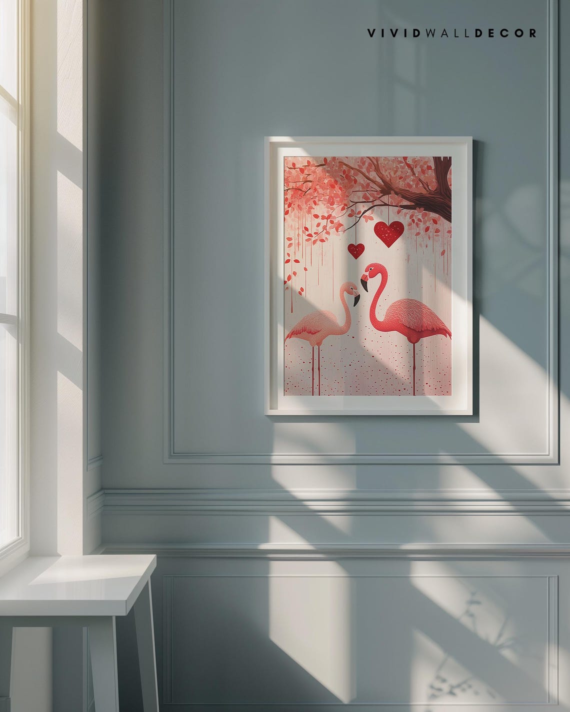 Flamingo Couple Valentine Red Hearts Romantic Love Bird Poster - Image 4