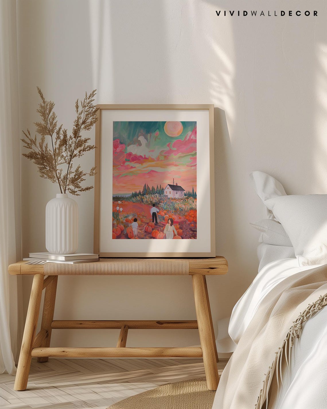 Pumpkin Patch at Sunset Art Poster Fall Harvest Farmhouse Wall Decor - Image 3