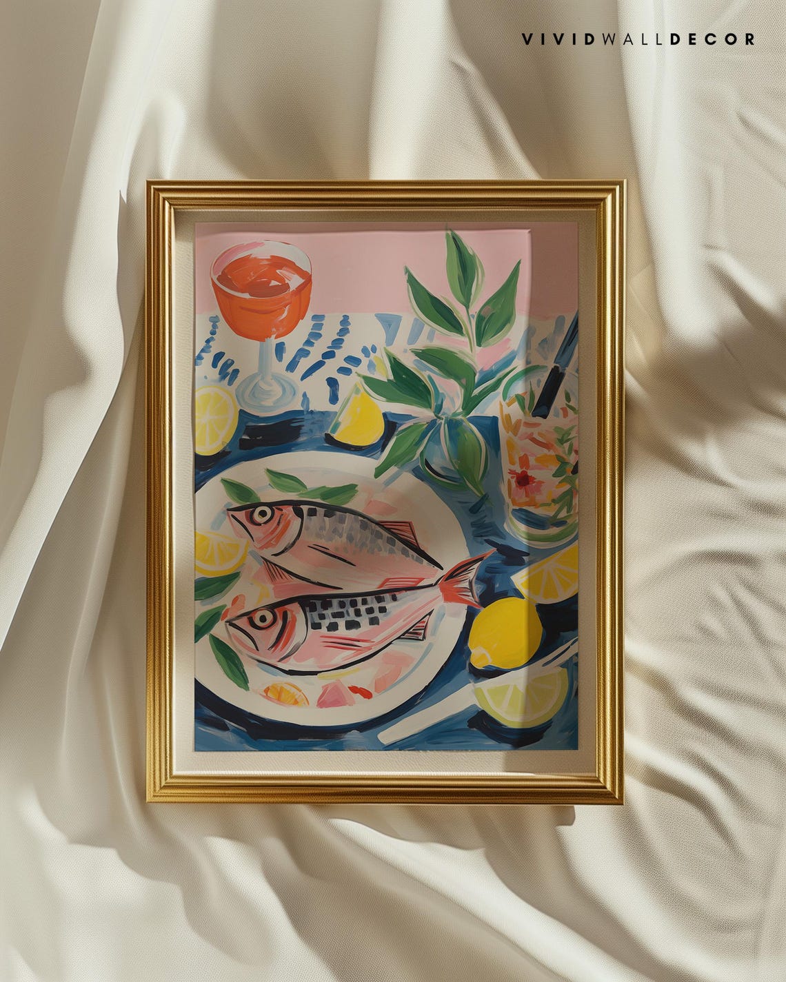 Vibrant Sardines on Plate with Lemons Coastal Kitchen Art Poster - Image 3