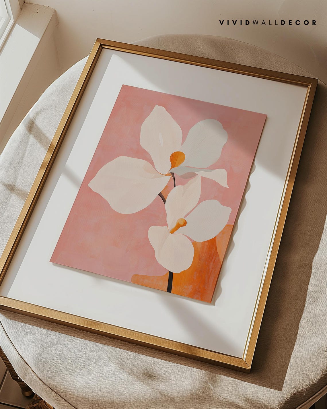 White Orchid Blooms Blush Pink Serene Minimal Elegant Floral Poster - Image 2