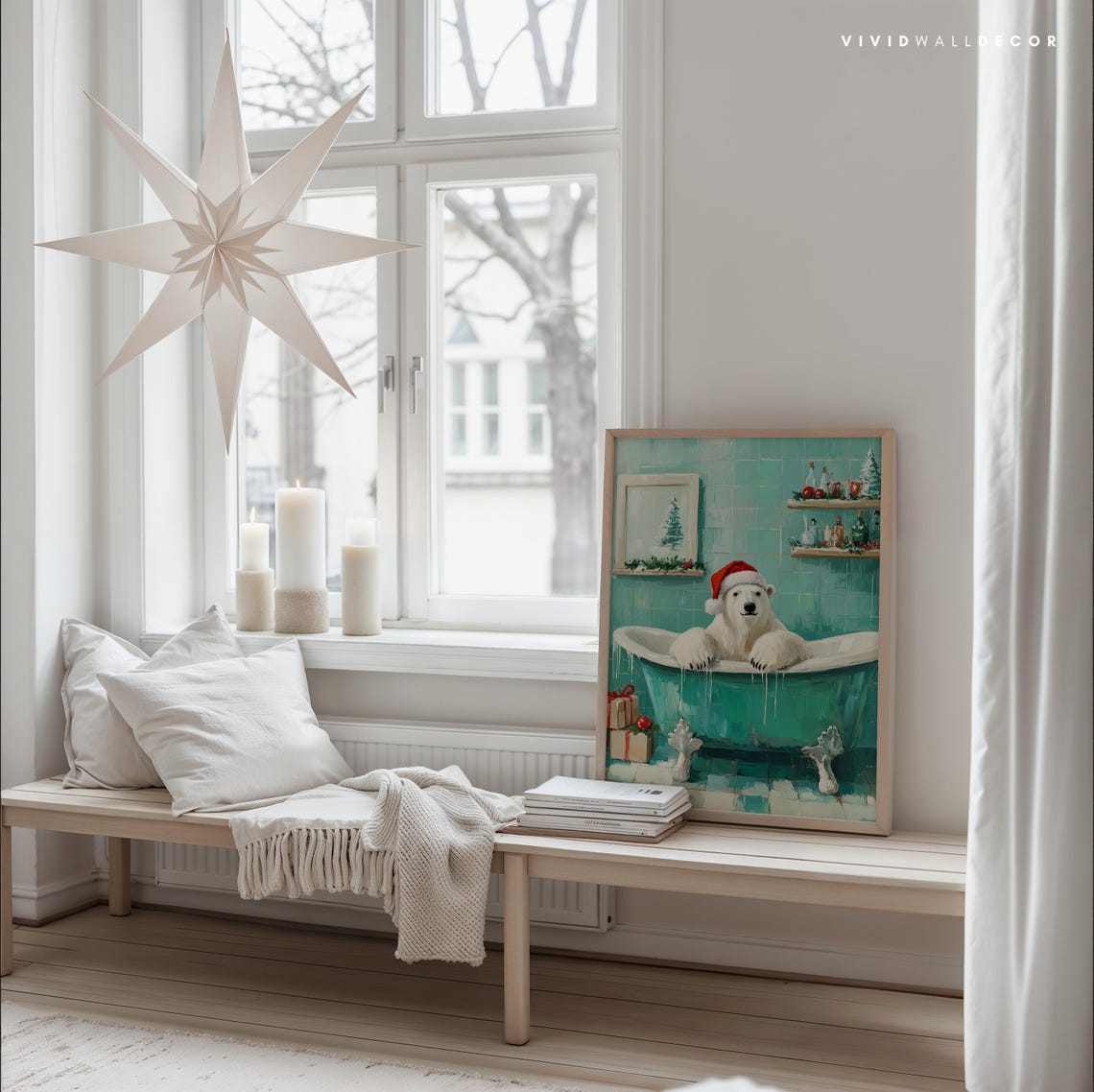 Polar Bear In Santa Hat Soaking In A Vintage Bathtub Christmas Poster - Image 3