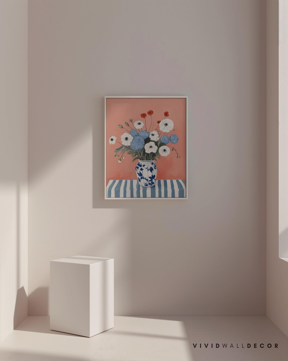 Blue And White Florals, Hydrangeas And Anemones Art Print - Image 3
