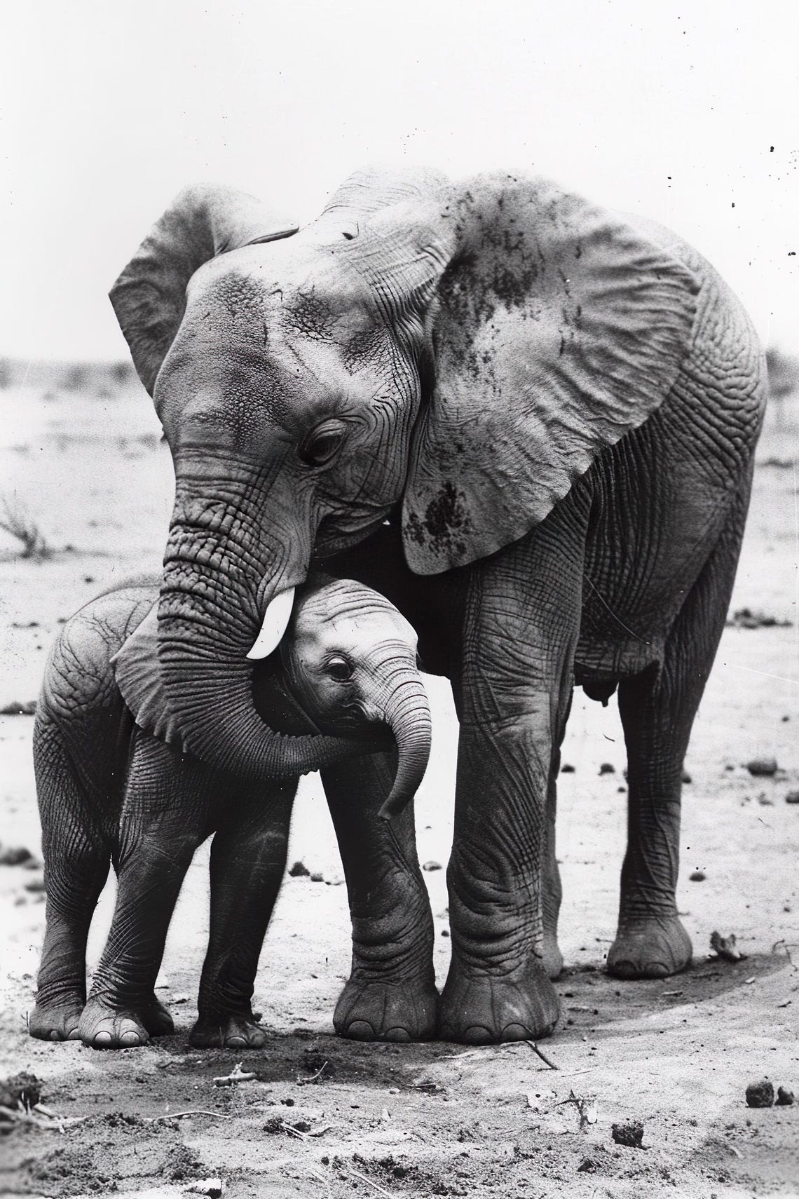 Mom Baby Elephant Cute Animal Wall Art Nursery Room Bedroom Prints Cute Vintage Style Animal Photo Mommy And Me Ai Art