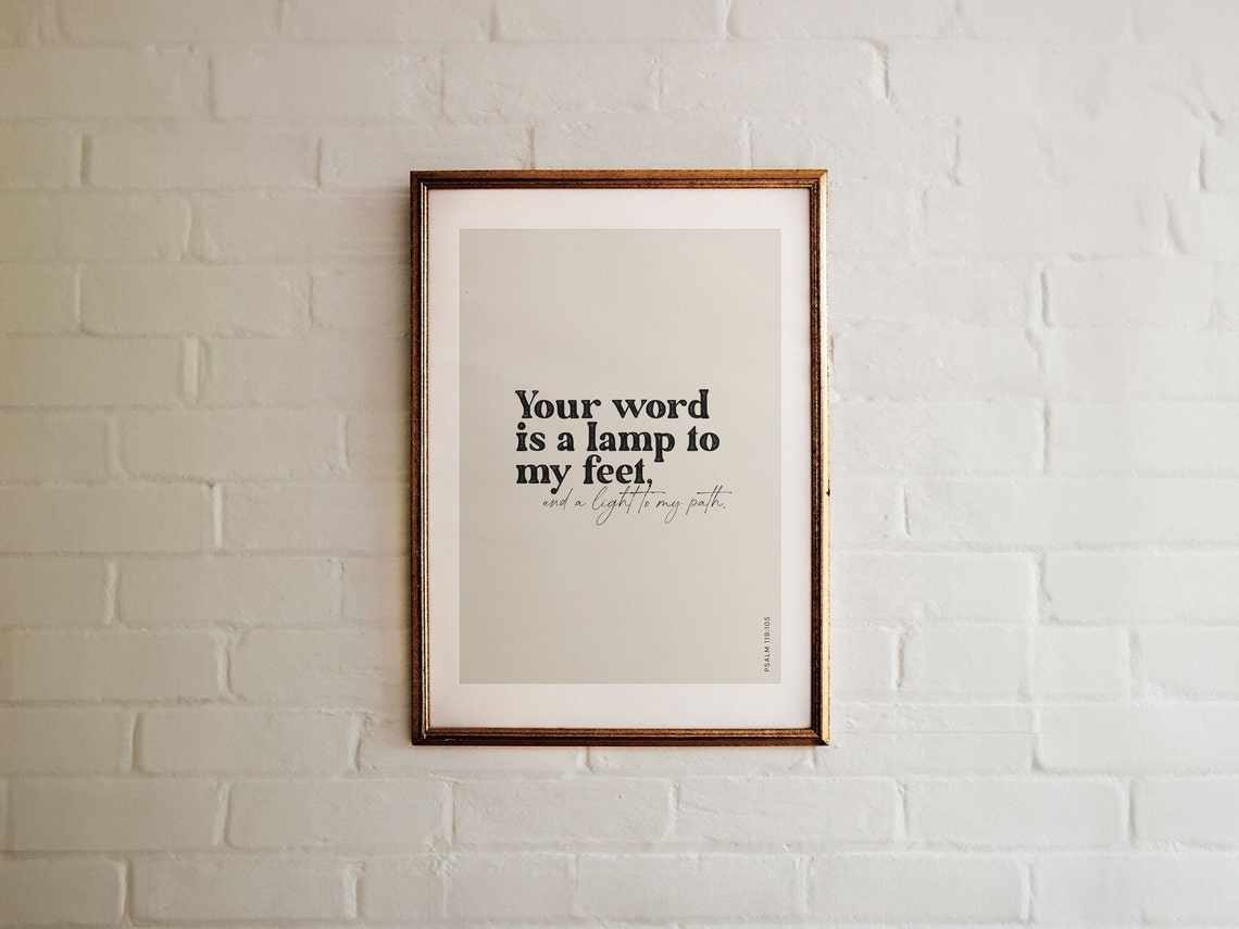 Your Word Is A Lamp To My Feet Psalm 119105 Christian Bible Verse Art Modern Scripture Poster Beautiful Home Decor - Image 3