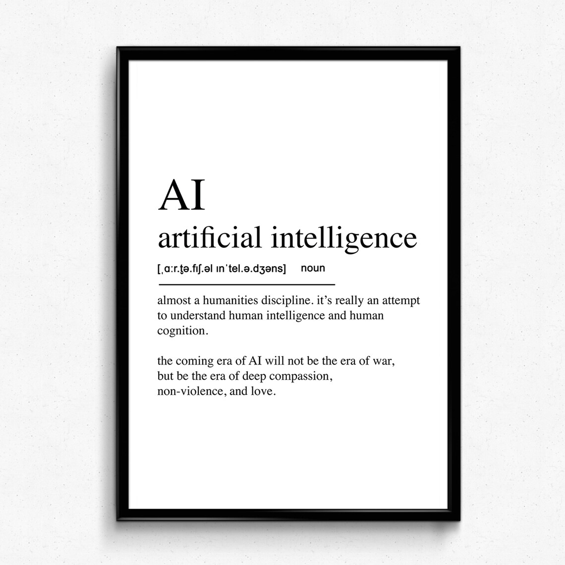 AI Definition Print, Geeky Minimalist Art Print