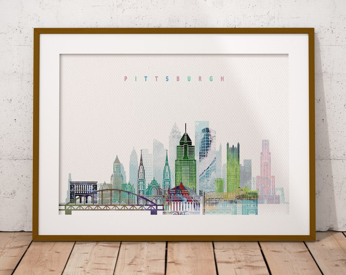 Pittsburgh Pennsylvania Colorful Watercolor Skyline Art Poster