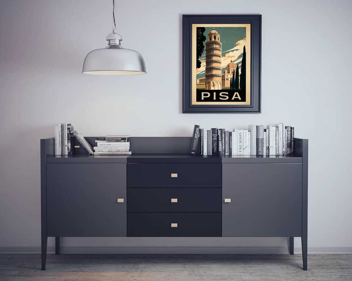 Leaning Tower of Pisa Italy Retro Vintage Travel Poster Landmark View - Image 5
