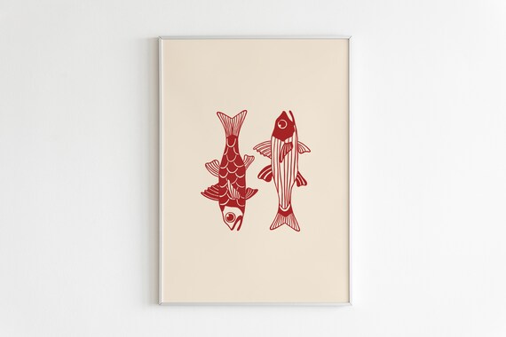 Red Fish Print Fish Art Wall Art Print Wall Art Instant Fish Print Fish Wall Art
