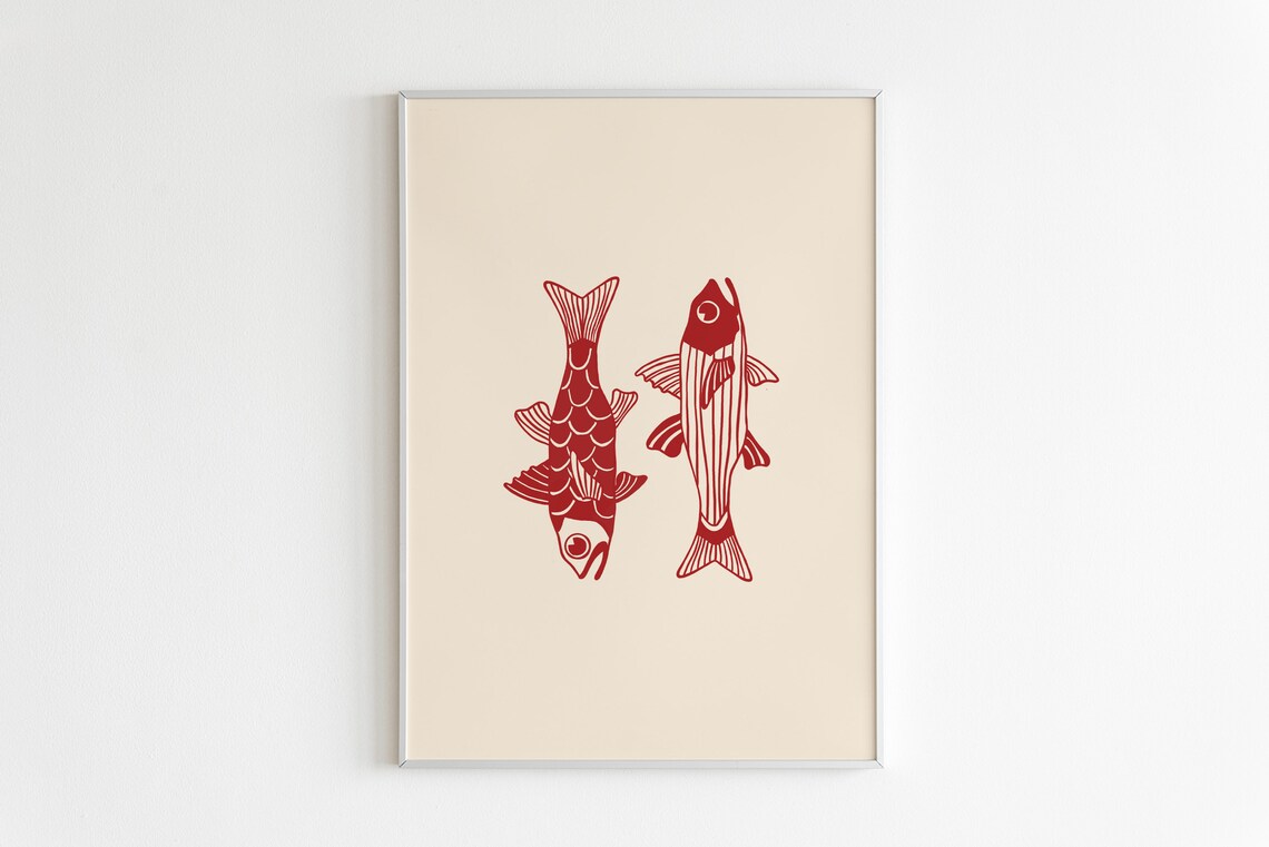 Red Fish Print Fish Art Wall Art Print Wall Art Instant Fish Print Fish Wall Art