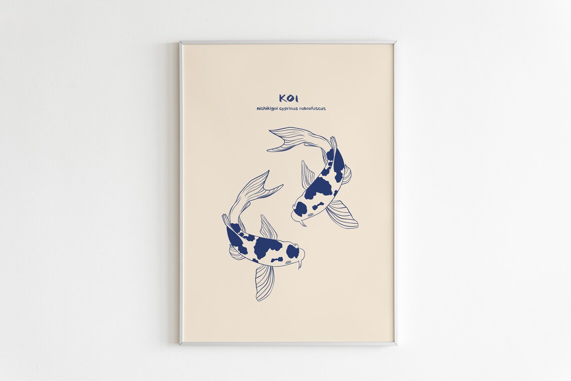 Koi Fish Japanese Art Print, Fish Wall Art