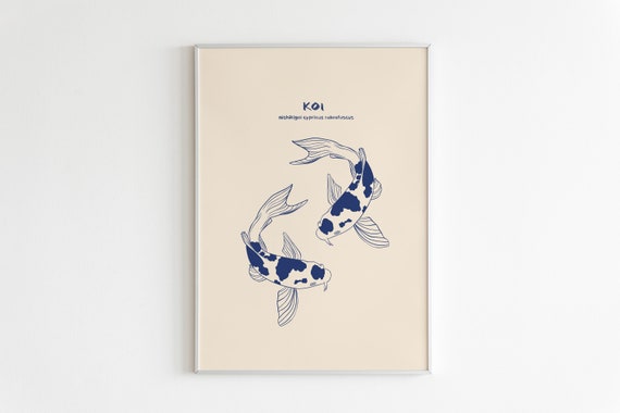 Koi Fish Japanese Art Print, Fish Wall Art