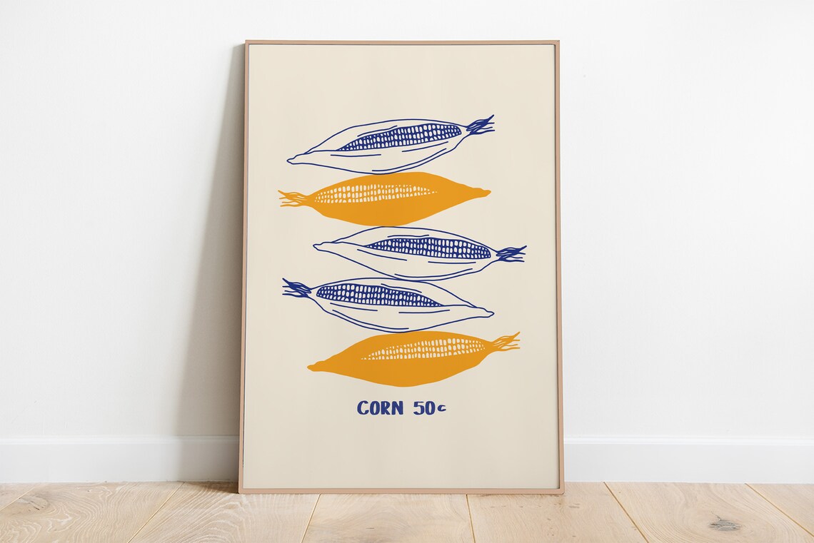 Corn Art Print, Kitchen Vegetable Poster - Image 2