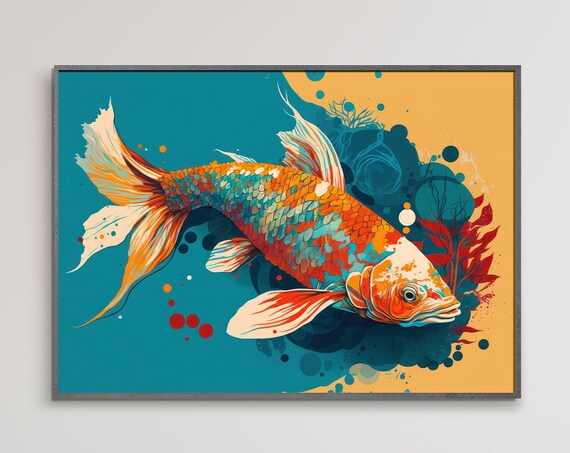 Japanese Koi Fish Print Koi Wall Art Japanese Print Fish Print Koi Fish Painting Fish Poster Oriental Fish