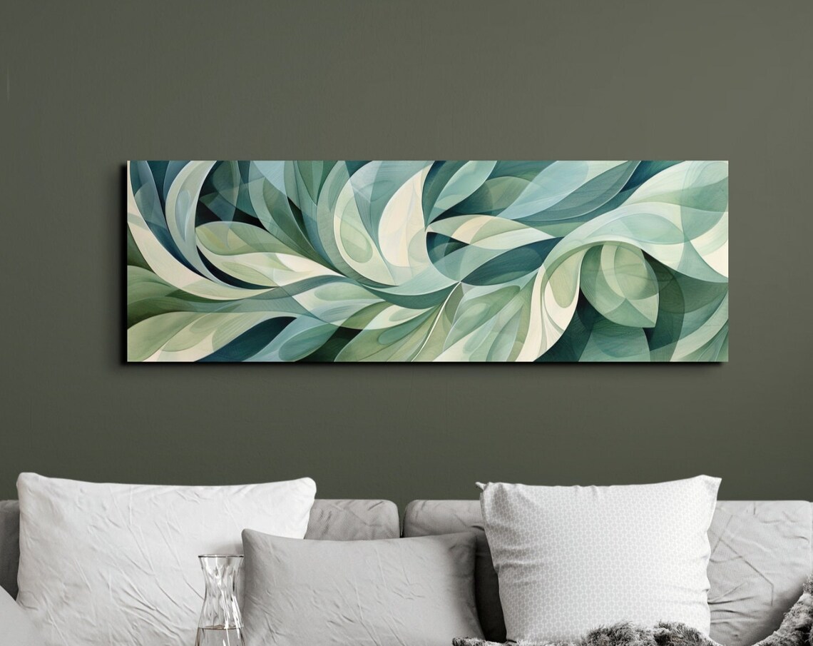 Panoramic Floral Abstract Plants, Wall Art Print