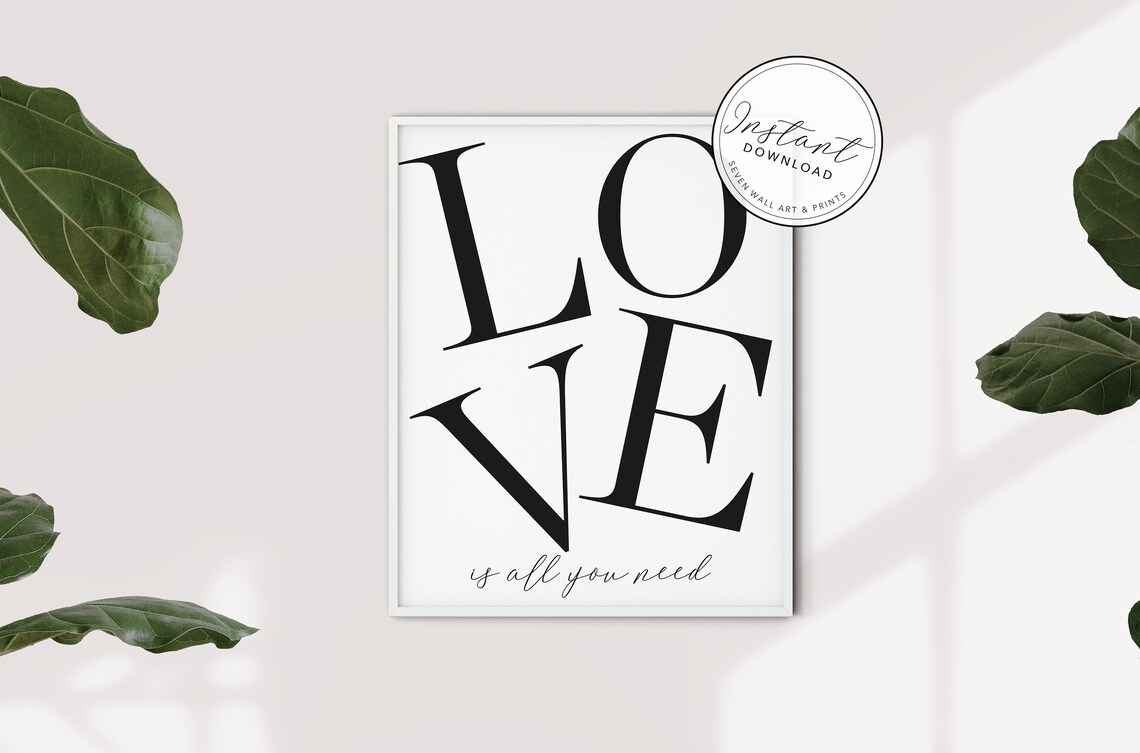 Love Is All You Need Bold Black Serif Typography Minimalist Wall Art