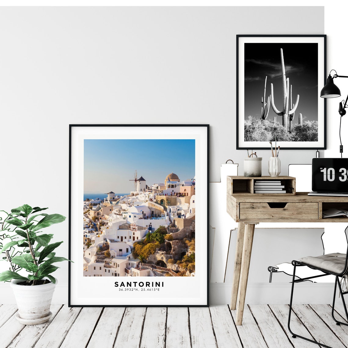 Santorini Travel Print Greece Poster Greek Islands Print Mediterranean Boho Decor Trendy Wall Art Travel Coastal Beach House Decor - Image 3