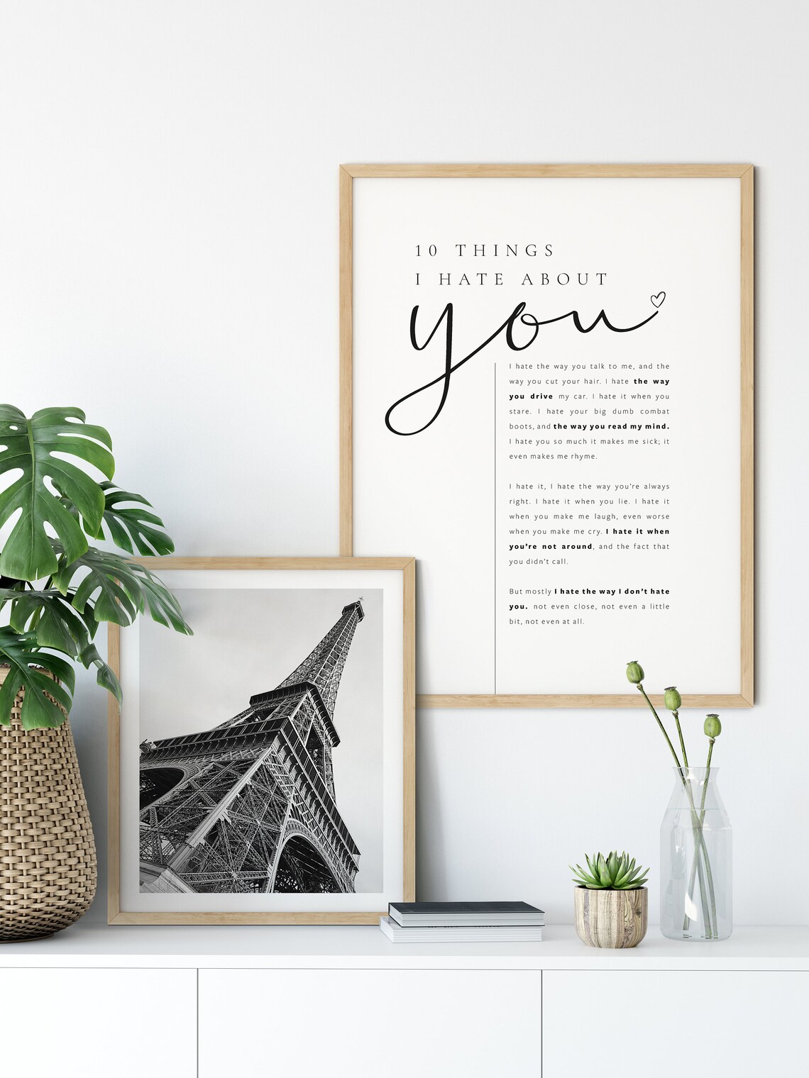 Ten Things I Hate About You Poem Movie Quote Script Heart Wall Art Poster - Image 4